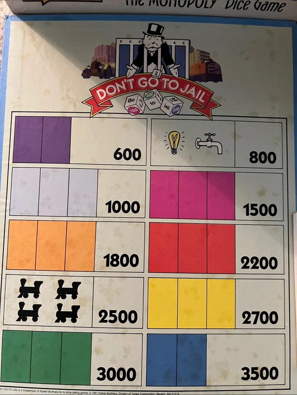 Vintage Don't Go To Jail Dice Game